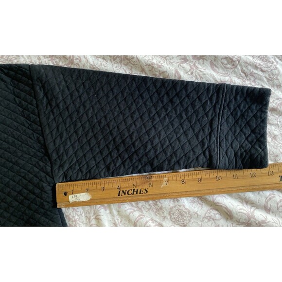 LANDS END Top Quilted Pullover Sweatshirt Blouse 3/4 Sleeve Womens M Black - Picture 4 of 14